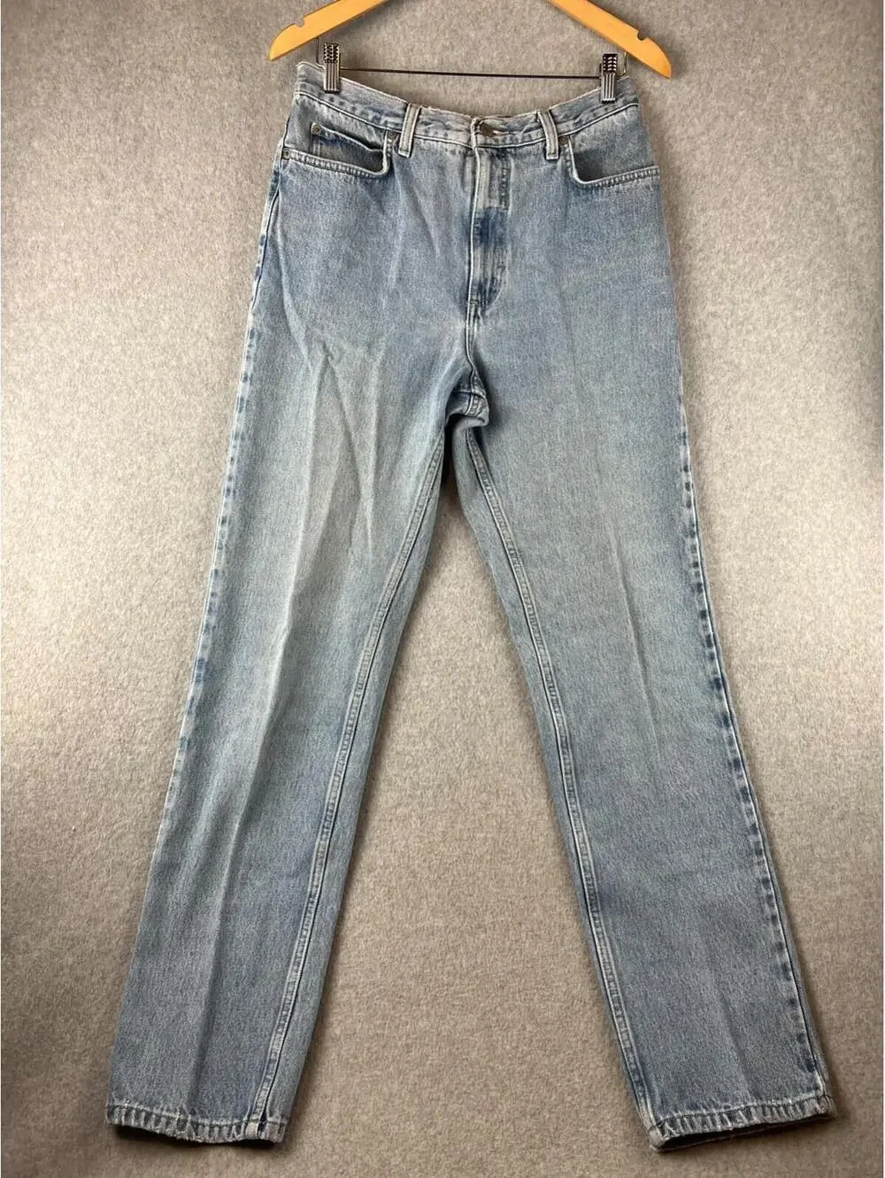 Lands End Denim Jeans Women Size 12 High Waist Straight Pants Light Wash